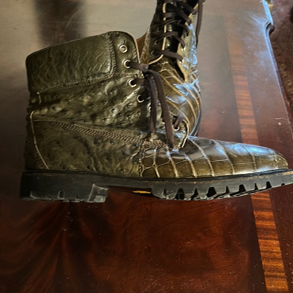GENUINE ALLIGATOR & OSTRICH COMBAT BOOTS